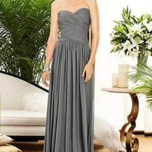Dessy 2880...Special Occasion / Strapless Chiffon Dress....Gray...Size 0...NWT